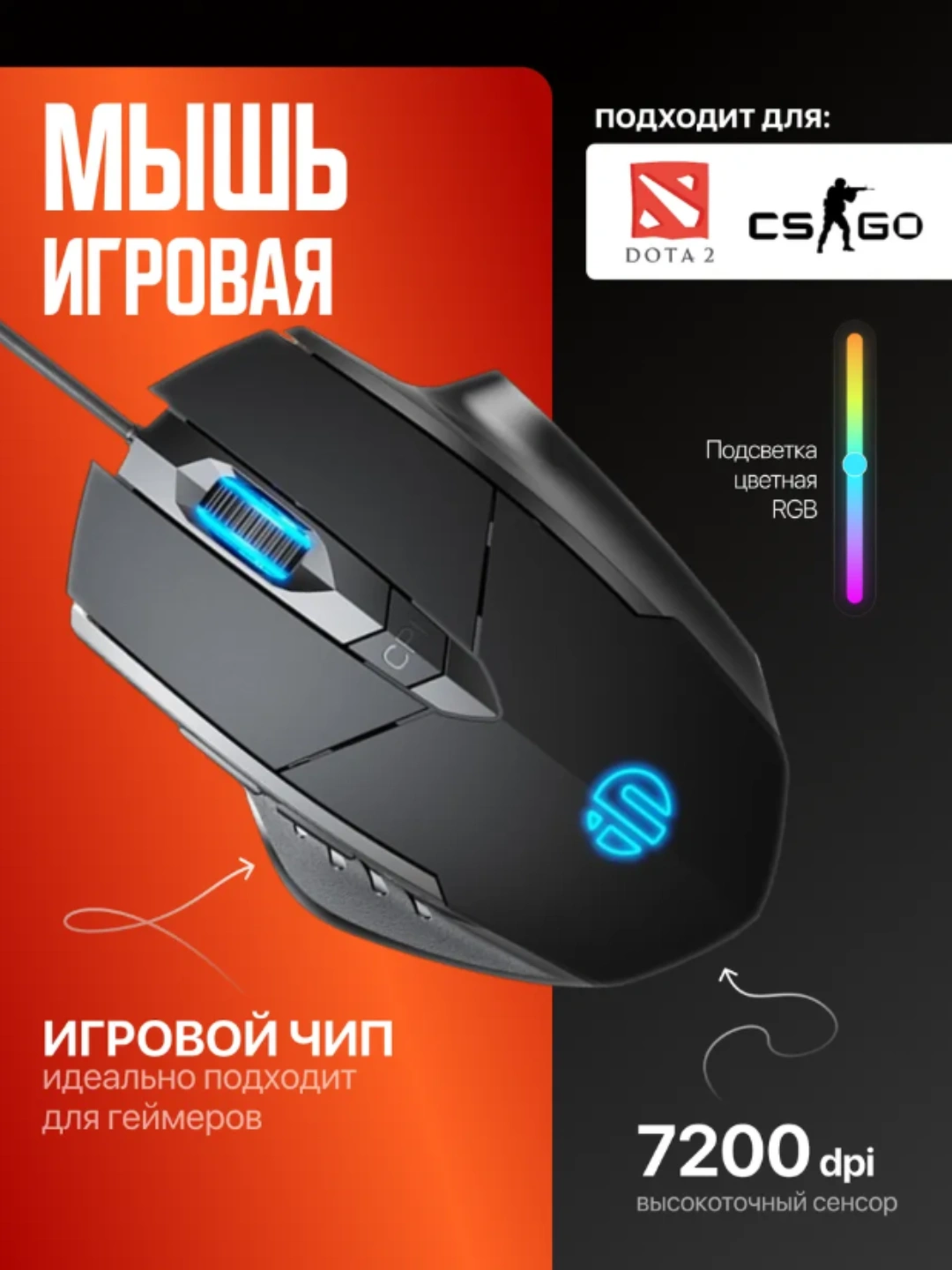 Игровая мышка Inphic W1 программируемая с подсветкой 7200 DPI за 116000 сум со скидкой 28%. Uzum Market