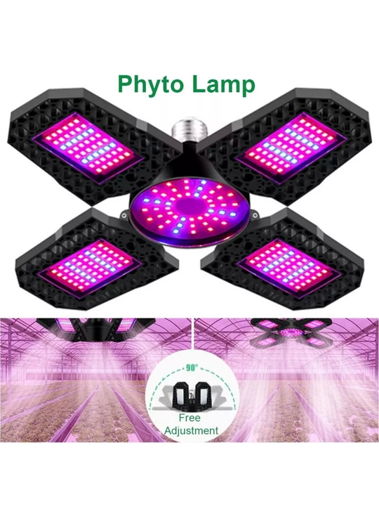 Фитолампа полного спектра. Поворотная. Цоколь E27, 240 LED, 48Вт, SMD 2835, Red + Blue