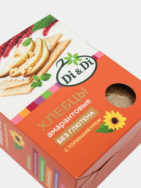 Хлебцы амарантовые Di&Di без глютена, с топинамбуром, 195 г