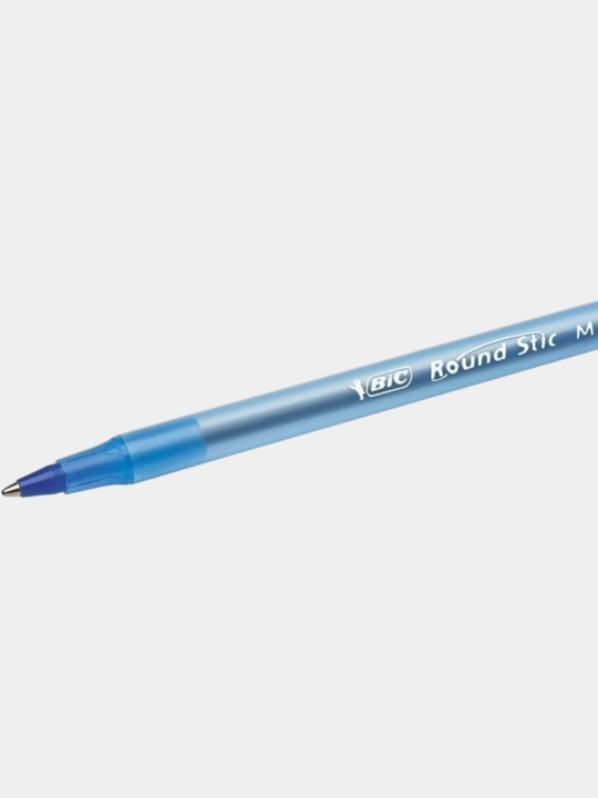 BIC Round Stic M ko‘k rangli sharikli ruchka, plastmassa korpus. 10 dona