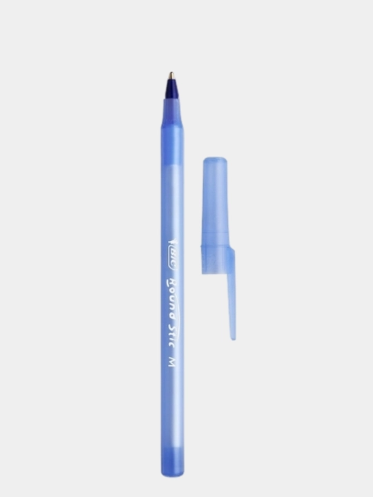 Шариковая ручка BIC Round Stic M синяя, пластиковый корпус.10 штук - 