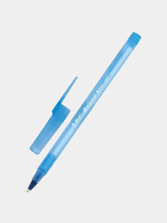 BIC Round Stic M ko‘k rangli sharikli ruchka, plastmassa korpus. 10 dona