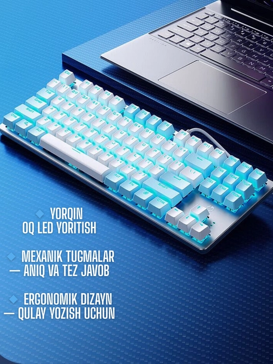 Клавиатура HP GK100F , HP GK200 White механическая, с RGB-подсветкой, игровая клавиатура - 