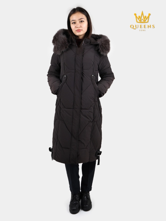 Ayollar uzun kurtkasi, qishki, issiq, kapyushonli, 4XL gacha