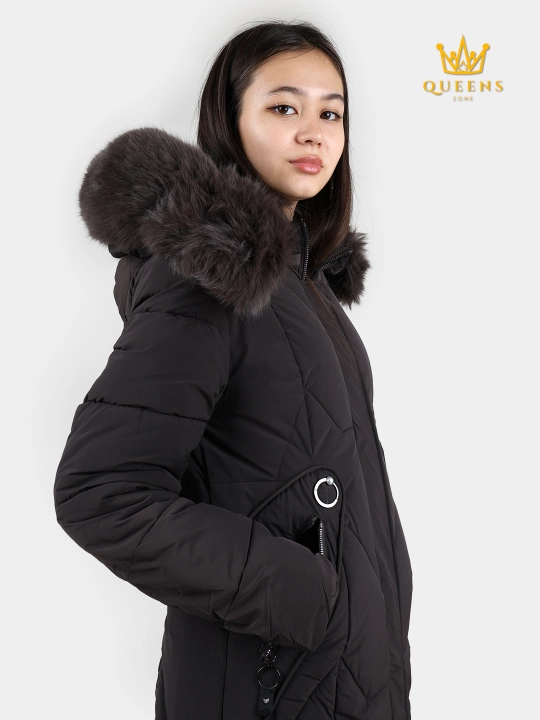 Ayollar uzun kurtkasi, qishki, issiq, kapyushonli, 4XL gacha