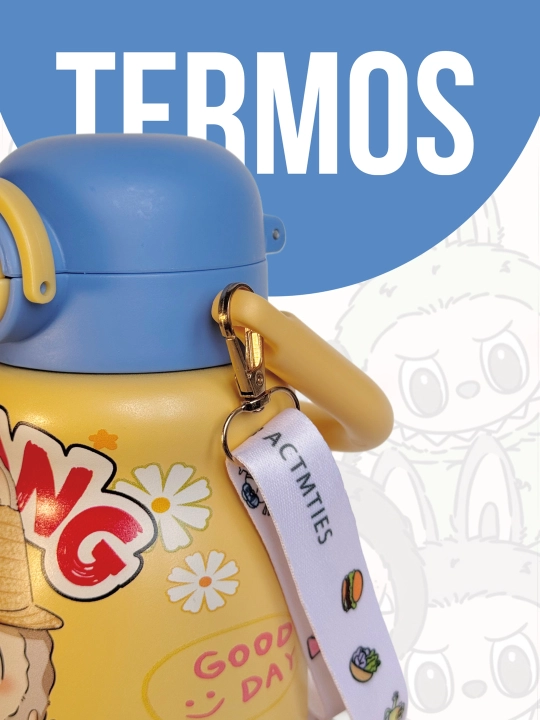 Детский термос Лабубу из нержавеющей стали 316 с 2 насадками / Zi store
