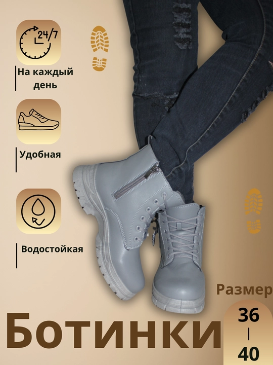 Ботинки женские, с теплым мехом, водонепроницаемые, 36-40, маломерка