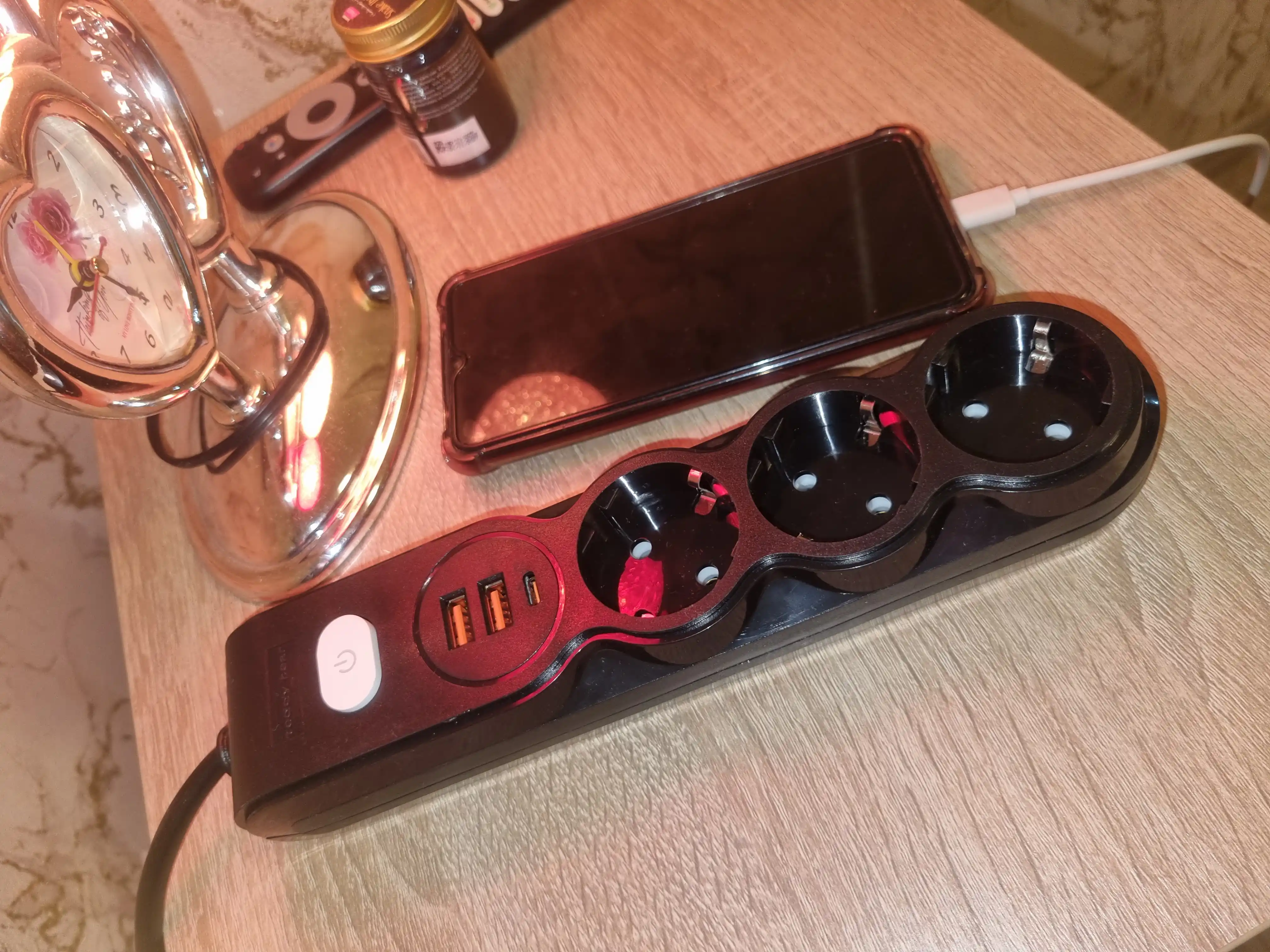 Удлинитель электрический 5 м, сетевой фильтр, 3 розетки, 2 USB порта, Type-C, тройник