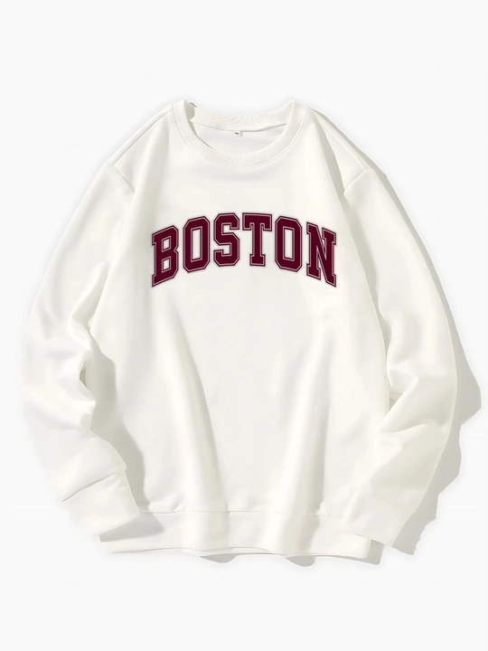 Erkaklar va ayollar uchun, oversize Boston svitshoti qalin mexli, 80% paxta