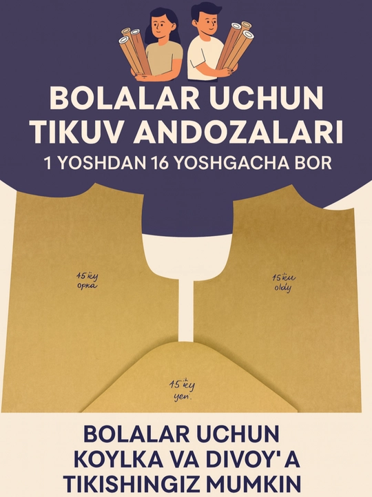 1 yoshdan 16 yoshgacha bo‘lgan bolalar uchun asosiy chizma, andoza