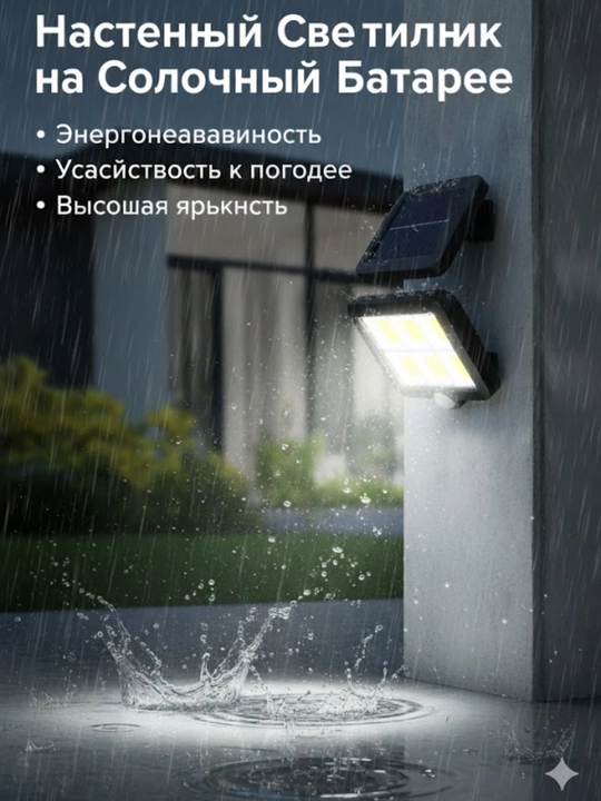 Солнечный LED прожектор 30W для уличного освещения влагозащищённый