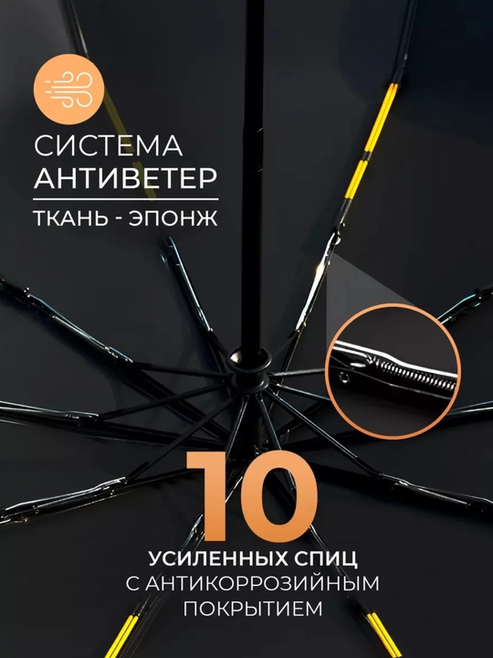 Зонт классический, чёрный, 12 спиц, автоматический зонтик, антиветер, деревянная ручка