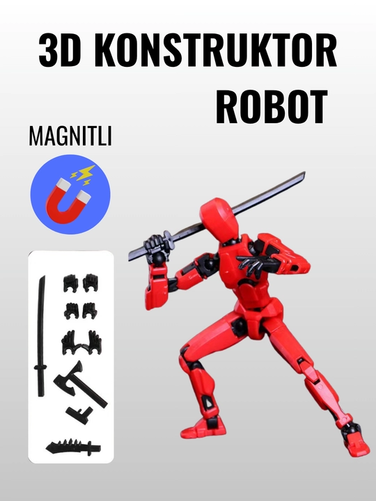 3D konstruktor robot — magnitli o‘yinchoq, 6 xil rangda, yig‘iladigan interaktiv model - 