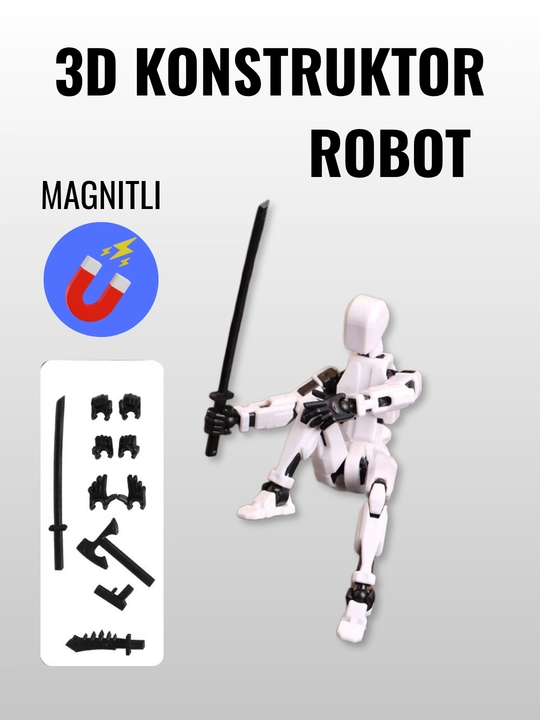 3D konstruktor robot — magnitli o‘yinchoq, 6 xil rangda, yig‘iladigan interaktiv model - 