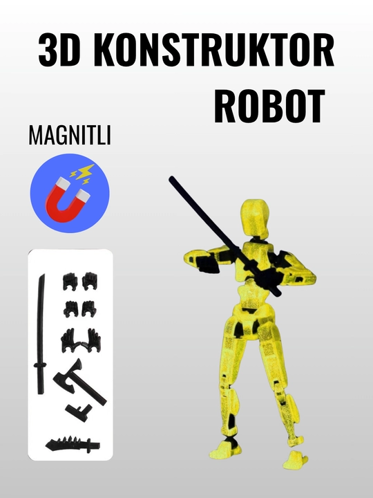 3D konstruktor robot — magnitli o‘yinchoq, 6 xil rangda, yig‘iladigan interaktiv model - 