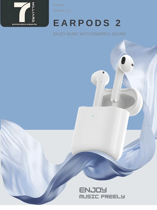 7 Millard EarPods 2 (ORG) HI-FI Music, HI-Res Audio, обнаружение уха, белые - 
