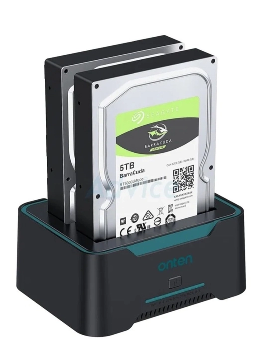 Док-станция OTN UHD6 Dual Bay для HDD/SSD 2.5/3.5" USB, внешний адаптер для жёстких дисков - 