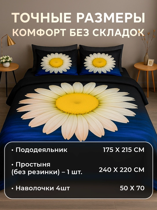 Комплект постельного белья, 2-х спальное, 100% хлопок, Rania