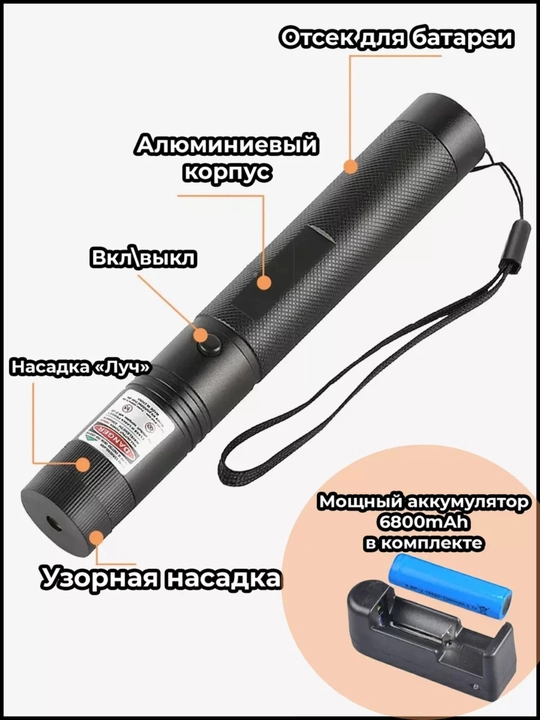 Лазер Laser 303 pointer, для презентации и для мероприятий, ультразеленный