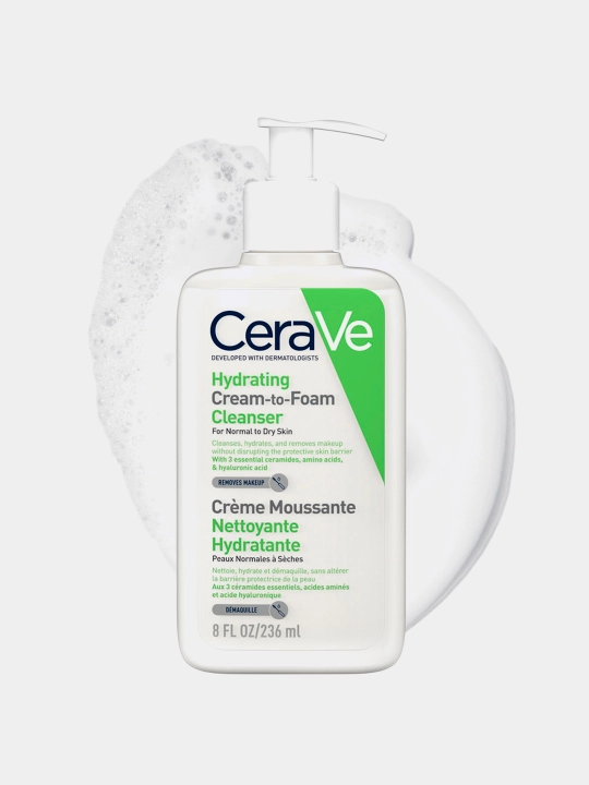 CeraVe Yuvinish uchun namlantiruvchi krem-ko‘pik, 236 ml