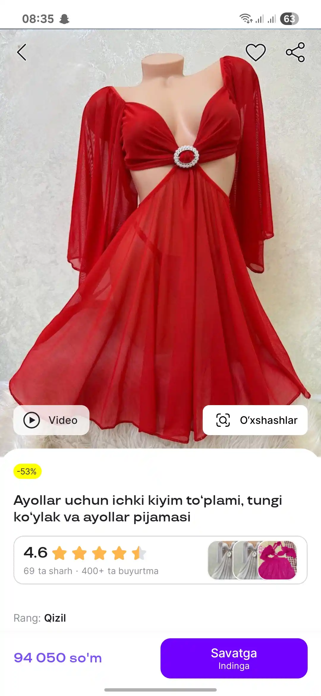 Ayollar ichki kiyimi to‘plami, penyuar tungi ko‘ylak va ayollar pijamasi
