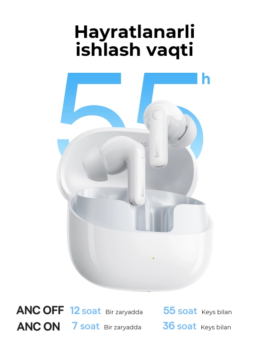 Simsiz quloqchinlar Baseus Bass BP1 Pro TWS, ANC, LDAC, 55 soat