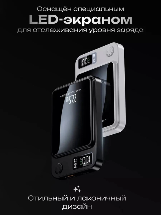 MagSafe tashqi akkumulyatori, PowerBank 10 000 mA/soat, 22,5 Vt magnit, tez zaryadlanuvchi