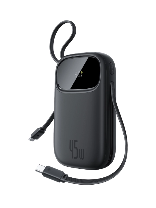 Baseus power bank QPow 3 45W EnerFill FC31, zaryadlash indikatori, o‘rnatilgan kabel bilan