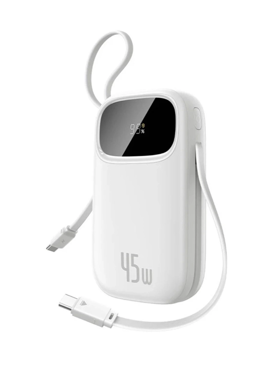 Baseus power bank QPow 3 45W EnerFill FC31, zaryadlash indikatori, o‘rnatilgan kabel bilan