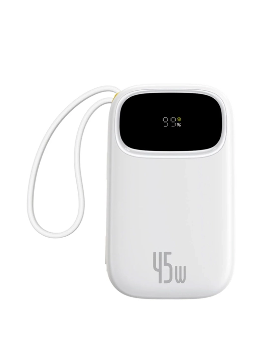 Baseus power bank QPow 3 45W EnerFill FC31, zaryadlash indikatori, o‘rnatilgan kabel bilan