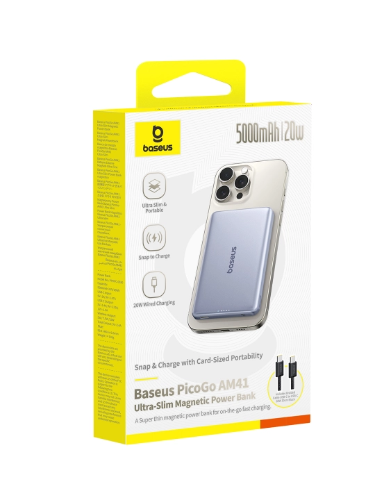 Simsiz Power bank Baseus PicoGo 5000 mA/soat MagSafe, 20W USB-C