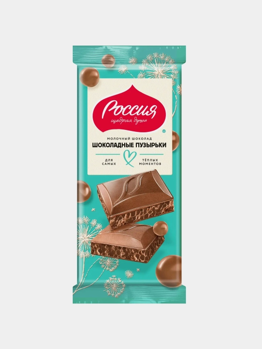 Шоколад Россия Щедрая Душа, молочный, пористый, 75 г - 