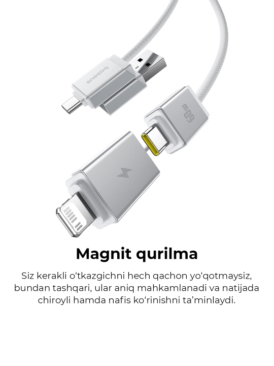 Kabel Baseus Versatile Two-for-Two 4 in 1 USB Type-C, Lightning, USB Type-A, 1 va 2 metr