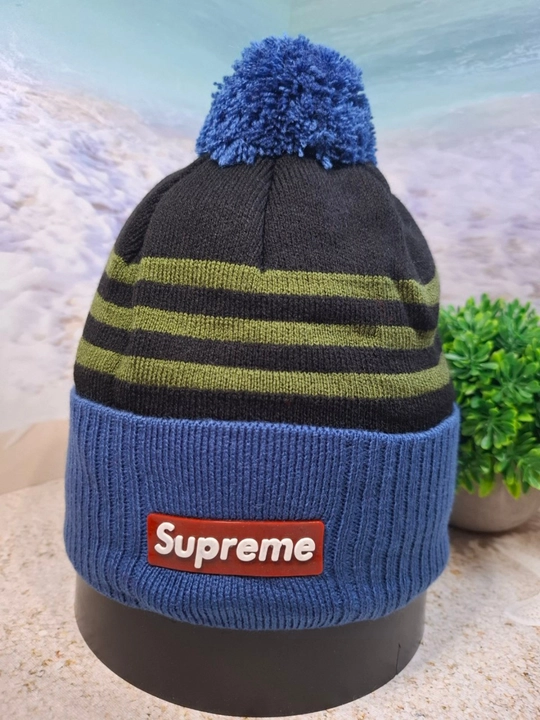 Шапка Supreme, мужская, универсальная, c помпоном, 55-60 см - 