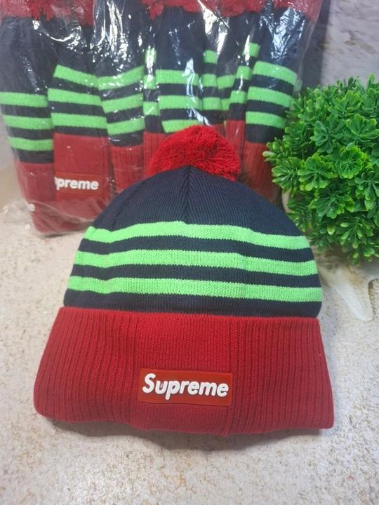 Шапка Supreme, мужская, универсальная, c помпоном, 55-60 см