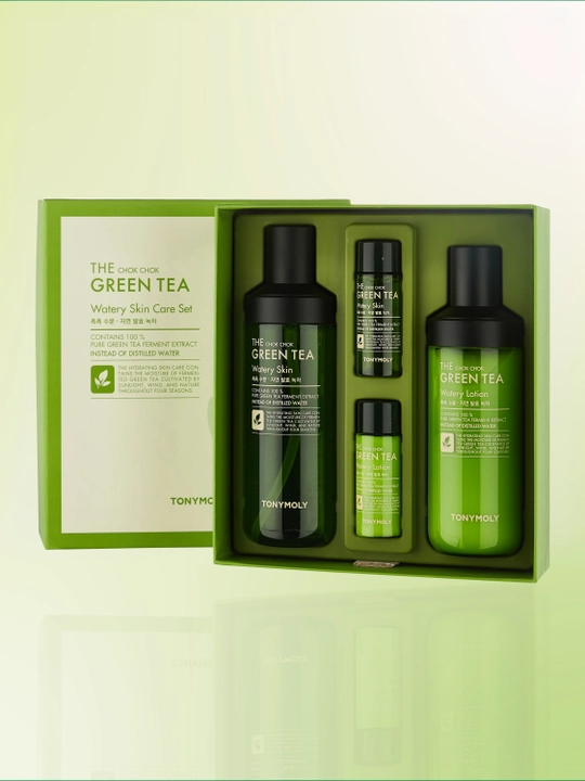 Teri parvarishi to‘plami The Chok Chok Green Tea Skin Care Set, ko‘k choy bilan