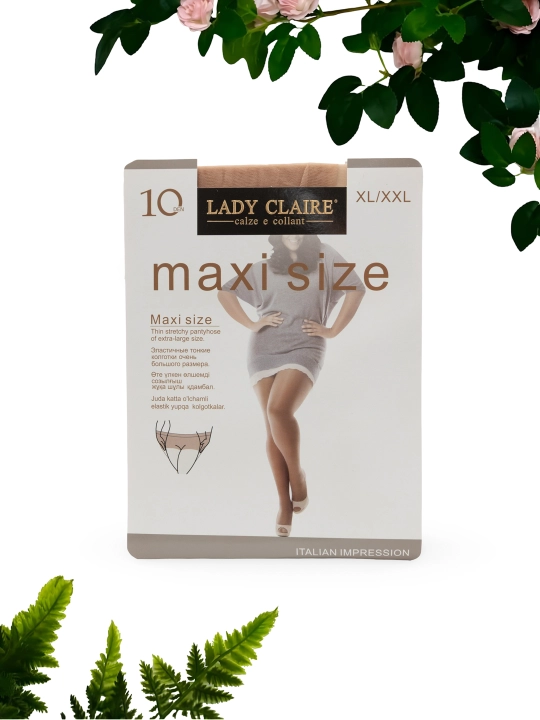 Женские капроновые колготки LADY CLAIRE 10 DEN MAXI SIZE большие размеры до 120 кг - 