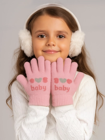 Зимние детские перчатки, 5-7 лет — SAKO002-BABY-КОНФЕТН