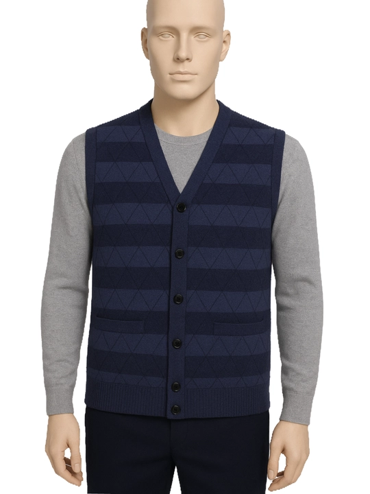 Erkaklar uchun trikotaj jilet tugmali, cho‘ntakli klassik yelek bahor kuz qish XL-5XL