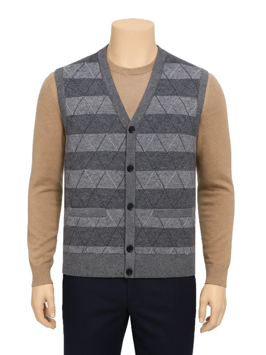 Erkaklar uchun trikotaj jilet tugmali, cho‘ntakli klassik yelek bahor kuz qish XL-5XL