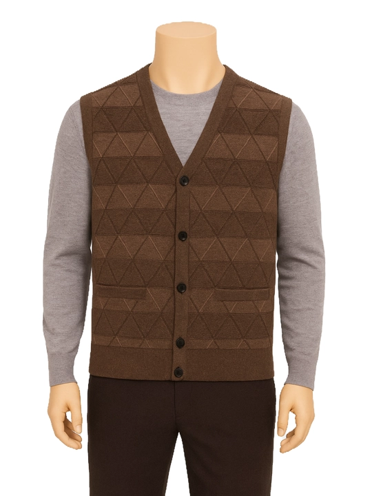 Erkaklar uchun trikotaj jilet tugmali, cho‘ntakli klassik yelek bahor kuz qish XL-5XL