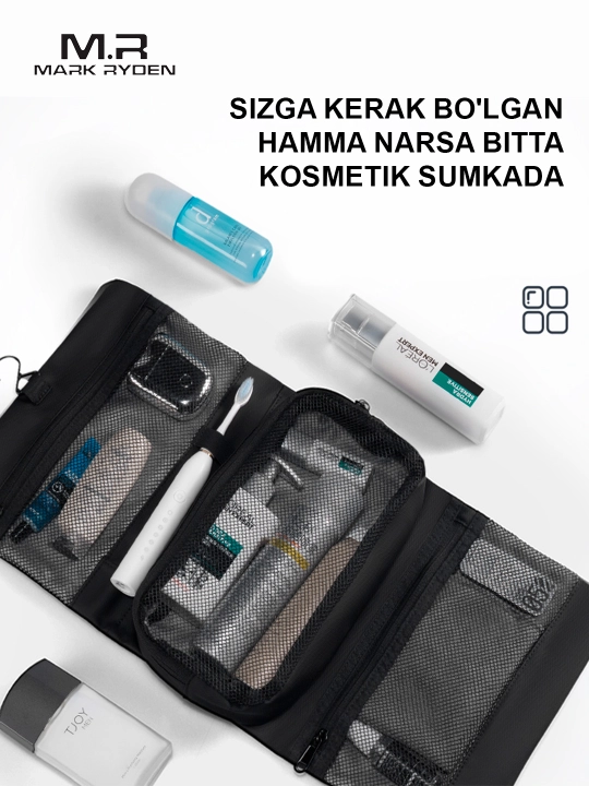 Ko'p bosqichli kosmetik sumka Mark Ryden MR59, dush qutisi, osib qo'yish uchun ilgak bilan