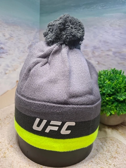 Спортивная зимняя вязаная шапка для мужчин с помпоном на флисе UFS — SHAPKAD-UFCSHAPKA-САЛАТ-60