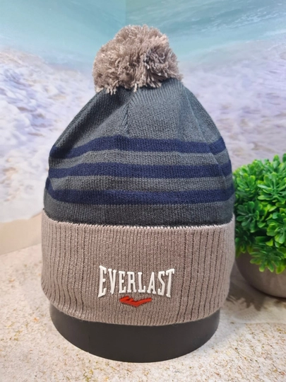 Шапка мужская спортивная зимняя вязаная с помпоном на флисе Everlast — SHAPKAD-EVERLASTSHAPKA-БЕЖЕВ-60