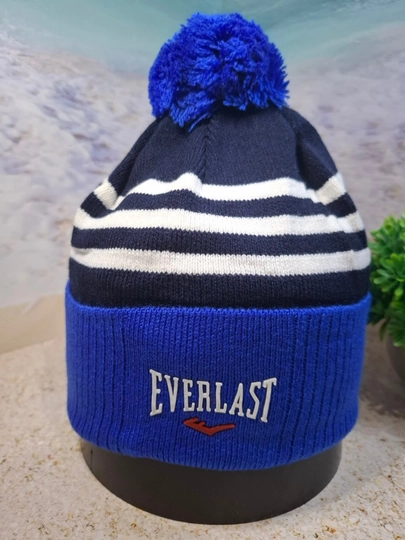 Шапка мужская спортивная зимняя вязаная с помпоном на флисе Everlast — SHAPKAD-EVERLASTSHAPKA-СИНИЙ-60