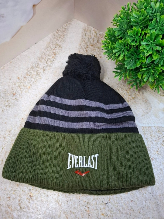 Шапка мужская спортивная зимняя вязаная с помпоном на флисе Everlast