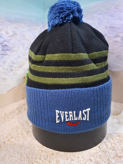 Шапка мужская спортивная зимняя вязаная с помпоном на флисе Everlast — SHAPKAD-EVERLASTSHAPKA-ТЕМНСИН-60