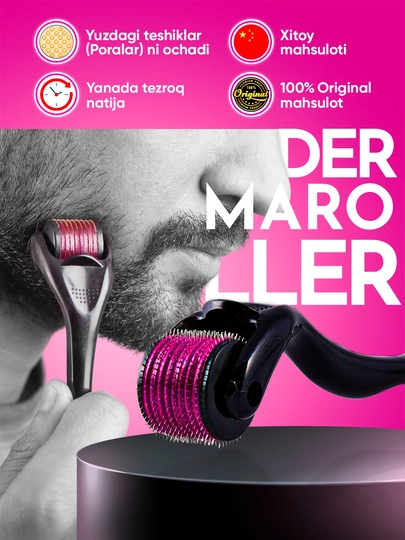 Dermaroller – Yuz va tana uchun, soch va soqol o‘sishini rag‘batlantiradi minoksidilga mos - 