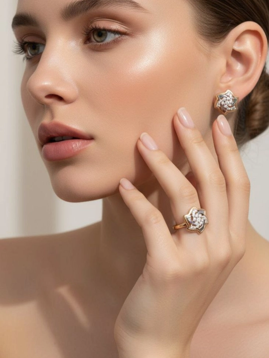 Набор украшений Xuping Stainless Steel, серьги, кольцо, в подарочной коробке