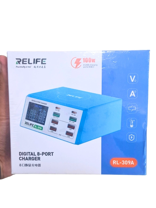 RELIFE RL-309A — Мощное 8-портовое зарядное устройство 100 Вт с поддержкой PD 3.0 и QC 3.0